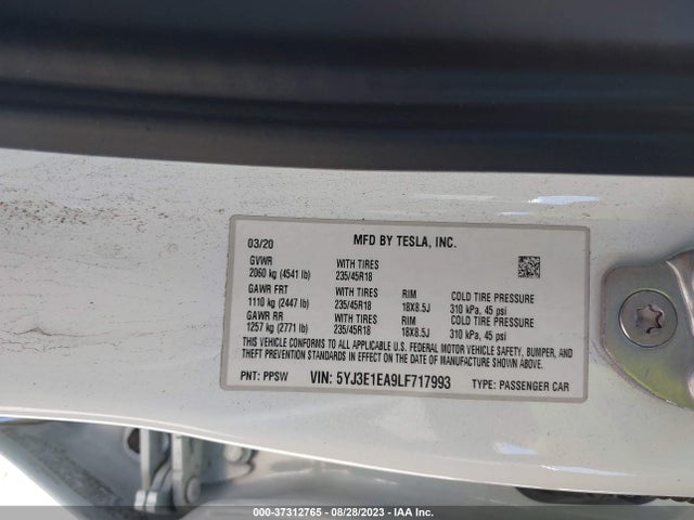 Tesla Model 3 Standard Range 2020 5YJ3E1EA9LF717993 Image 17