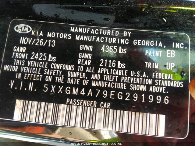 KIA Optima Lx 2014 5XXGM4A79EG291996 Image 9