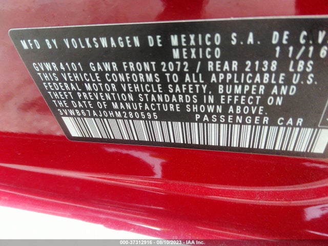 3VWB67AJ0HM280595 Volkswagen Jetta 1.4t Se