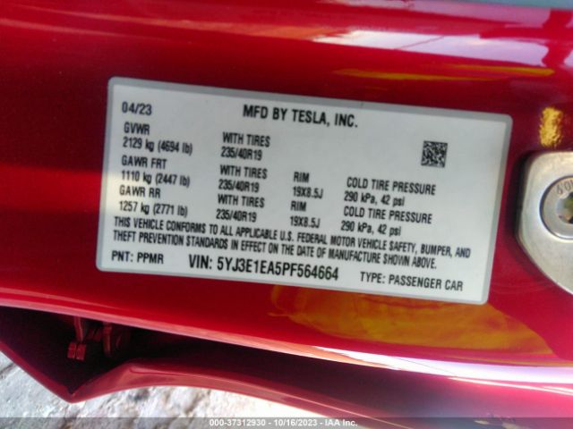 5YJ3E1EA5PF564664 Tesla MODEL 3