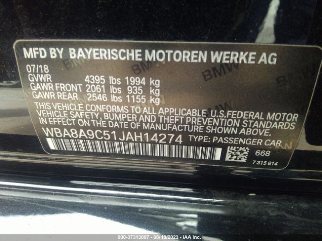 WBA8A9C51JAH14274 BMW 3 Series 320i