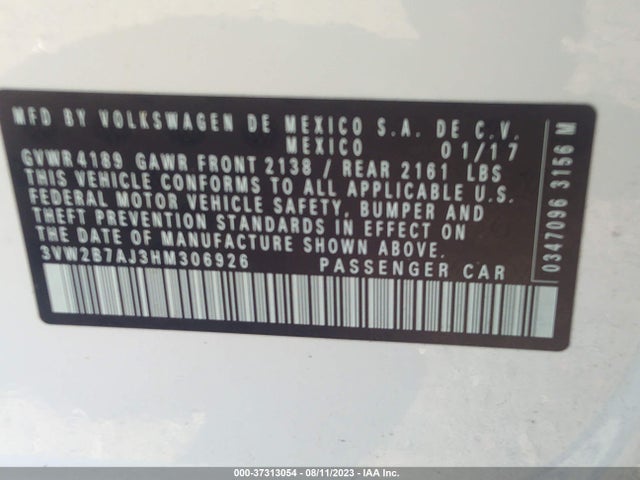 3VW2B7AJ3HM306926 Volkswagen Jetta 1.4t S