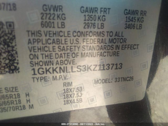 1GKKNLLS3KZ113713 GMC ACADIA SLE