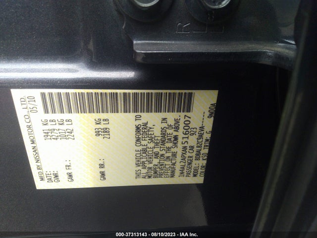 2010 NISSAN ALTIMA 2.5 S VIN: 1N4AL2APXAN516007