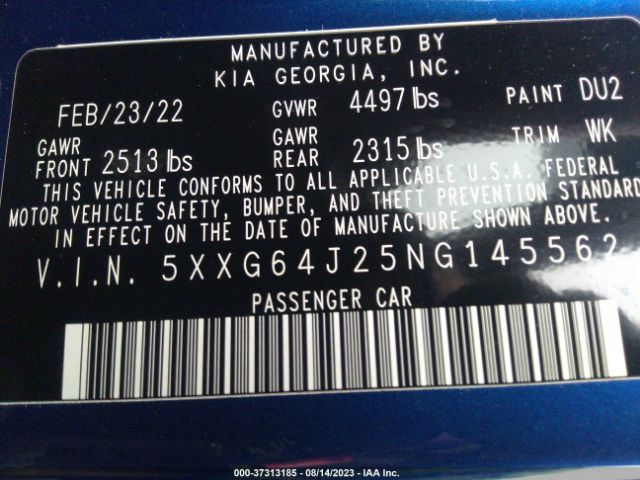 5XXG64J25NG145562 KIA K5 Gt-line