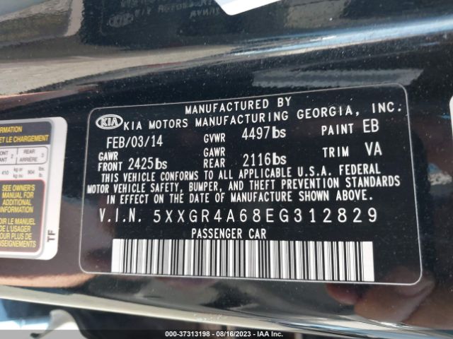 5XXGR4A68EG312829 KIA Optima Sxl Turbo
