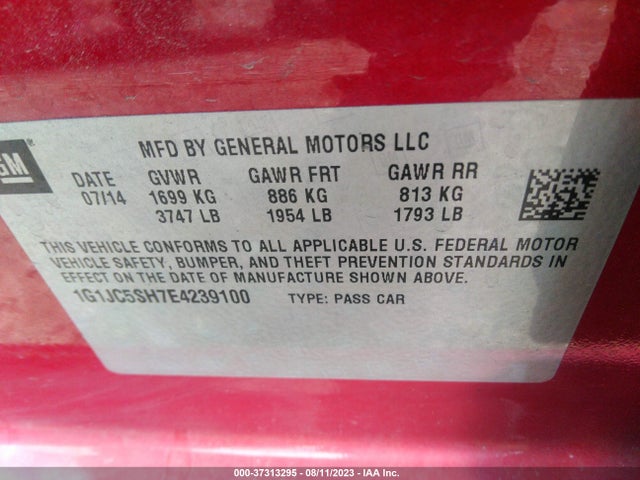 Chevrolet SONIC LT 2014 1G1JC5SH7E4239100 Image 9