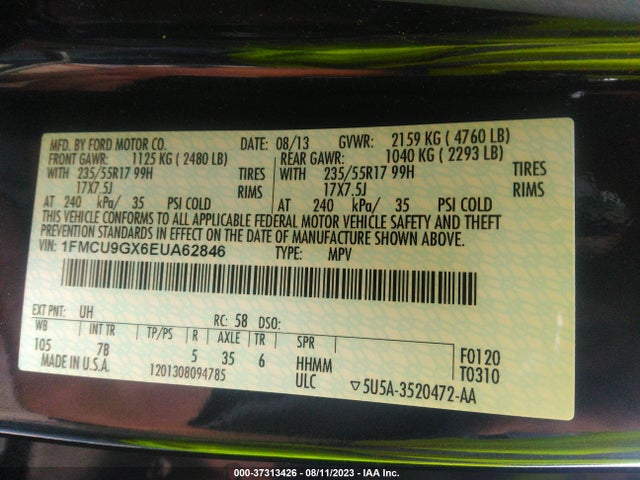 Ford ESCAPE SE 2014 1FMCU9GX6EUA62846 Image 9