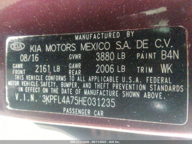 3KPFL4A75HE031235 KIA FORTE LX