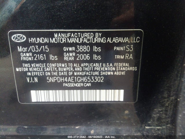 Hyundai ELANTRA SE 2016 5NPDH4AE1GH653302 Image 9