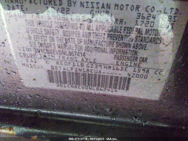 Nissan VERSA SV 2022 3N1CN8EV0NL867414 Image 15