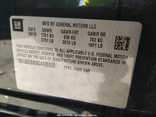 Chevrolet Sonic Rs 2016 1G1JG6SB8G4105320 Image 9