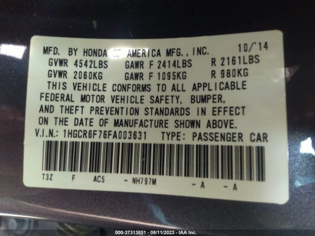 1HGCR6F76FA003631 Honda Accord Hybrid Touring