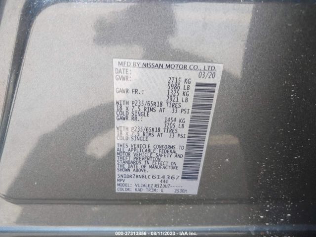 5N1DR2BN8LC614367 Nissan Pathfinder Sv