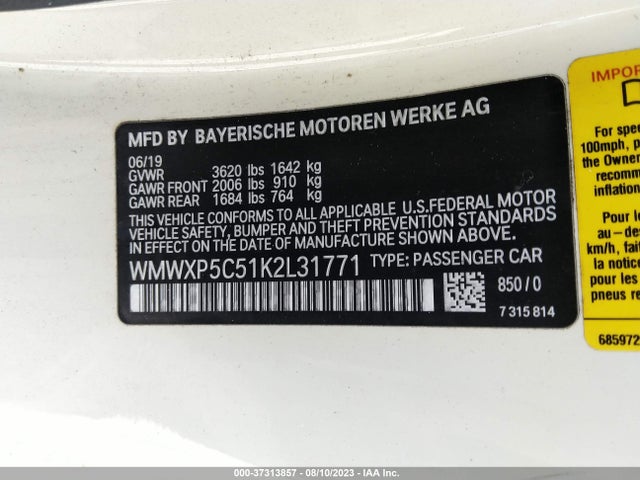 WMWXP5C51K2L31771 Mini Hardtop 2 Door Oxford Edition