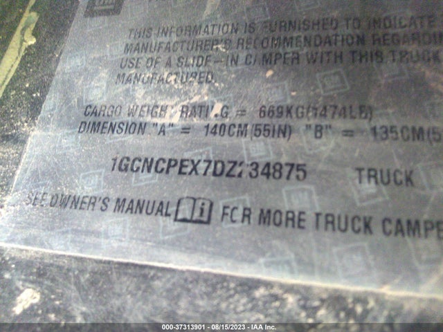 2013 CHEVROLET SILVERADO 1500 WORK TRUCK VIN: 1GCNCPEX7DZ234875