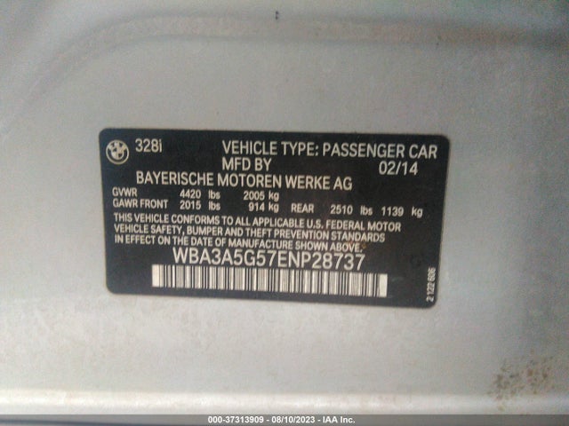 BMW 3 Series 328i 2014 WBA3A5G57ENP28737 Image 10