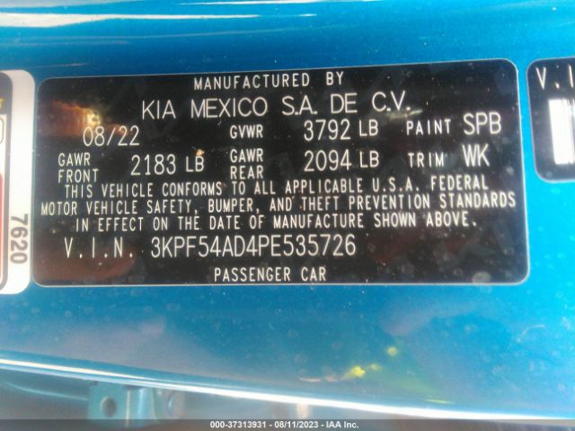 3KPF54AD4PE535726 KIA Forte Gt-line