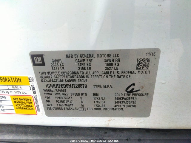 Chevrolet Traverse Ls 2017 1GNKRFED0HJ228879 Image 9