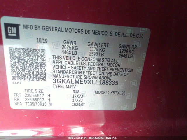 GMC Terrain Sle 2020 3GKALMEVXLL188335 Image 9