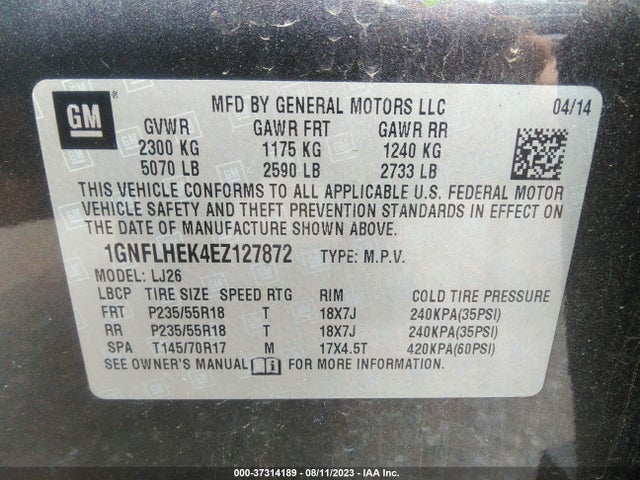 Chevrolet Equinox Ltz 2014 1GNFLHEK4EZ127872 Image 9