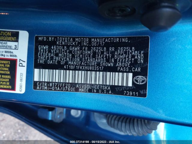 Toyota Camry Xle/se/le/xse 2017 4T1BF1FKXHU803517 Image 9