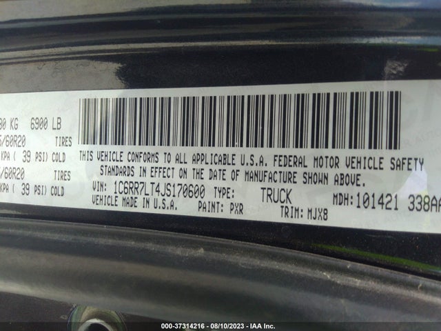 1C6RR7LT4JS170600 RAM 1500 Lone Star