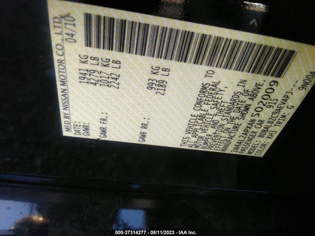 2010 NISSAN ALTIMA 2.5 S VIN: 1N4AL2APXAN502009