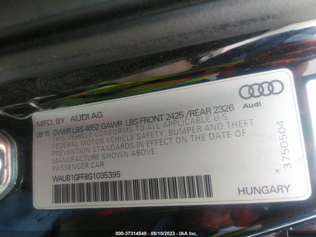 WAUB1GFF8G1035395 Audi S3 Premium Plus