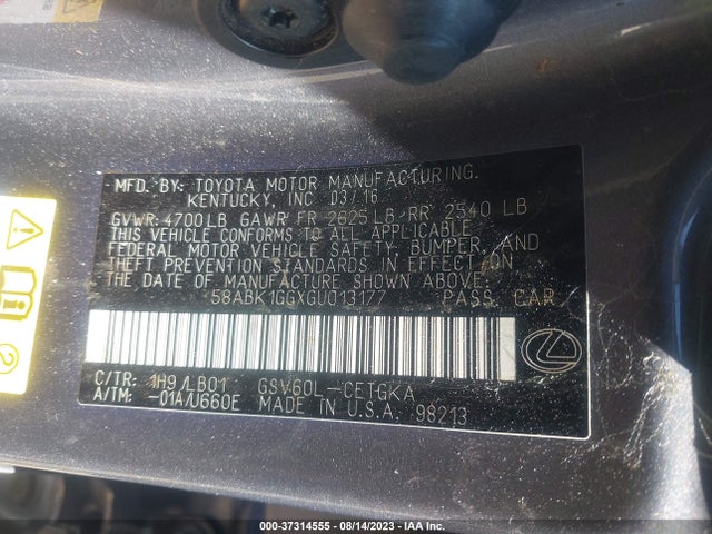 58ABK1GGXGU013177 Lexus ES 350