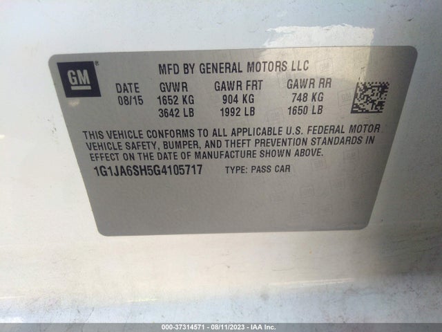 Chevrolet SONIC LS 2016 1G1JA6SH5G4105717 Image 9