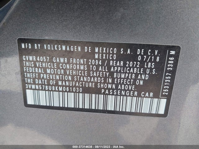 3VWN57BU8KM061030 Volkswagen JETTA S