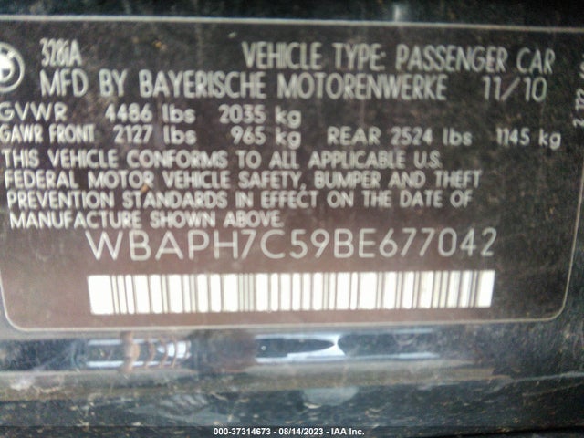 2011 BMW 3 SERIES 328I VIN: WBAPH7C59BE677042