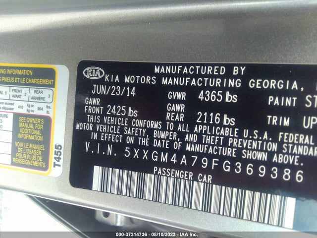 KIA Optima Lx 2015 5XXGM4A79FG369386 Image 10