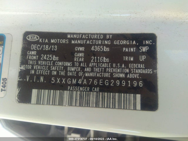 KIA Optima Lx 2014 5XXGM4A76EG299196 Image 9
