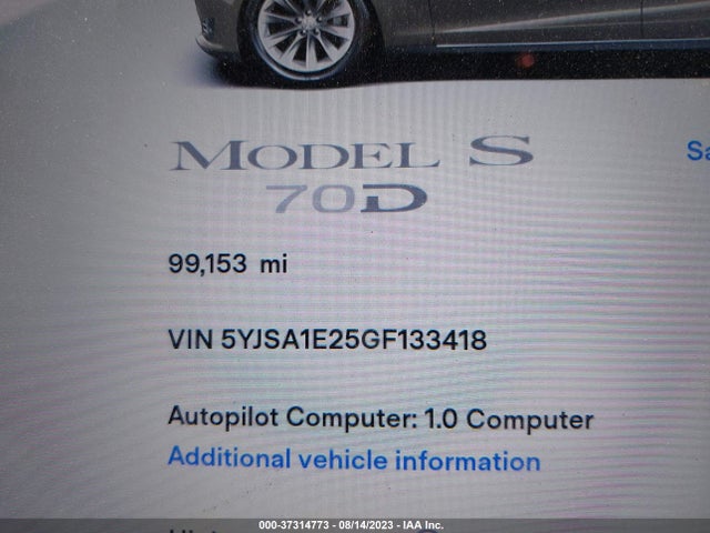 Tesla Model S 90d/70d/75d/60d/85d 2016 5YJSA1E25GF133418 Image 7
