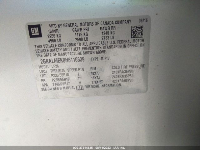 2GKALMEK8H6116339 GMC Terrain Sle