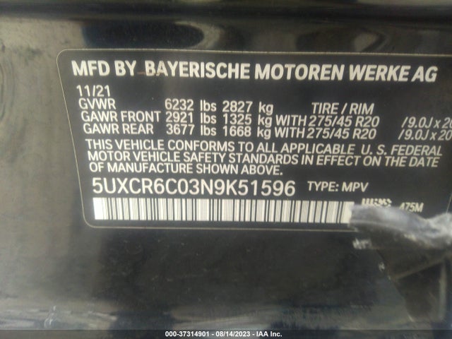 BMW X5 Xdrive40i 2022 аукцион фото