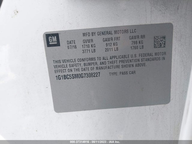Chevrolet CRUZE LS 2016 1G1BC5SM0G7308227 Image 9