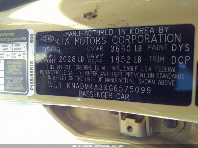 KNADM4A3XG6575099 KIA RIO LX