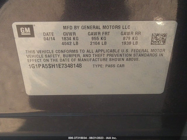 Chevrolet Cruze Ls Auto 2014 1G1PA5SH1E7348148 Image 9
