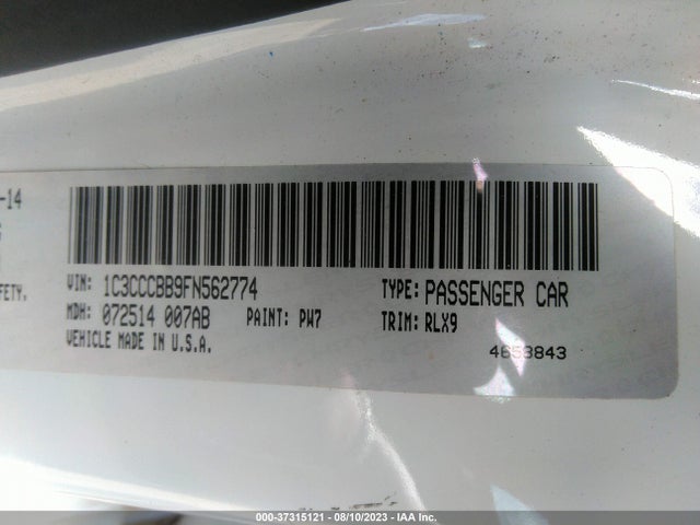 2015 CHRYSLER 200 S VIN: 1C3CCCBB9FN562774