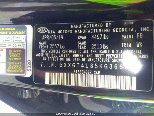 5XXGT4L35KG366055 KIA Optima S