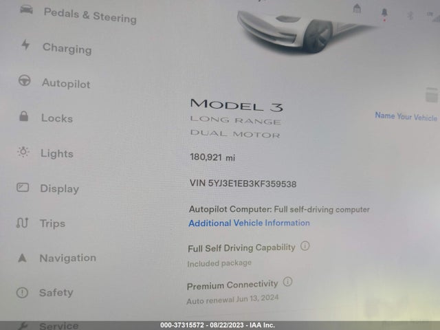 Tesla Model 3 Long Range/performance 2019 5YJ3E1EB3KF359538 Image 7