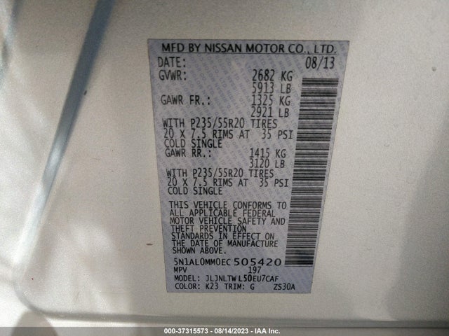 Infiniti QX60 2014 5N1AL0MM0EC505420 Image 9