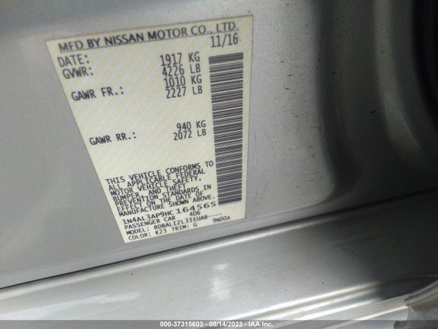 2017 NISSAN ALTIMA 2.5 SV VIN: 1N4AL3AP9HC164565