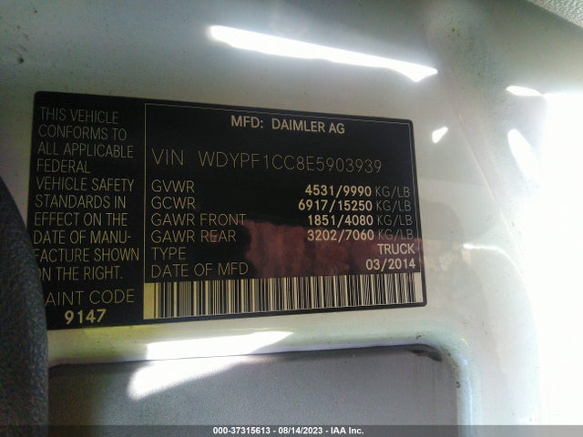 Freightliner Sprinter Cargo Vans 2014 WDYPF1CC8E5903939 Image 9
