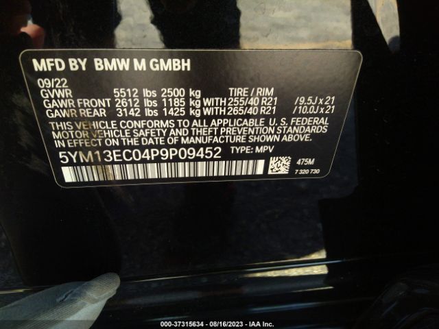 5YM13EC04P9P09452 BMW X3 M