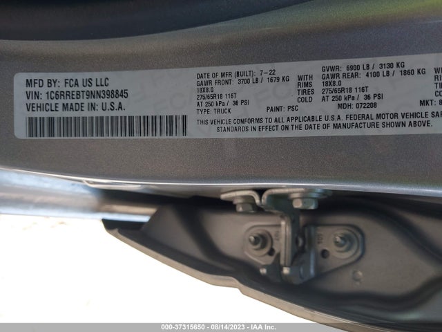 1C6RREBT9NN398845 RAM 1500 Lone Star