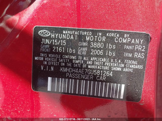Hyundai ELANTRA SE 2016 KMHDH4AE7GU581264 Image 16